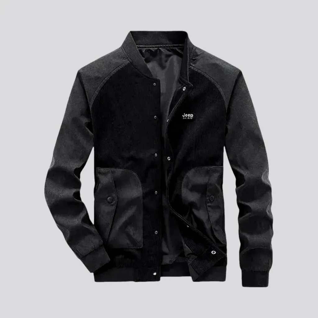 Casual style slim fit men's corduroy bomber jacket