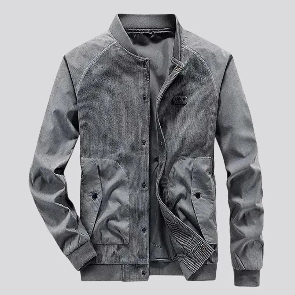 Casual style slim fit men's corduroy bomber jacket