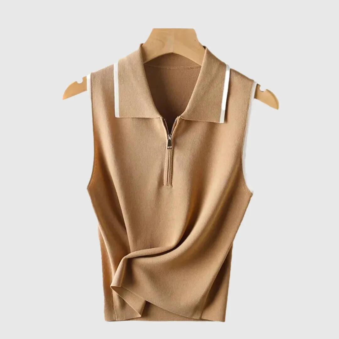 Casual Sweater Collar Size Women's Ice Silk French Style Vest Sleeveless