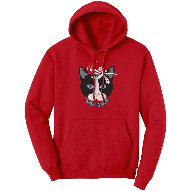 Cat Lover Hoodie - Comfy Red & Blue