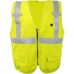 Class 2 Flame Retardant Vest (Hi Vis Lime) with Zipper Front Closure