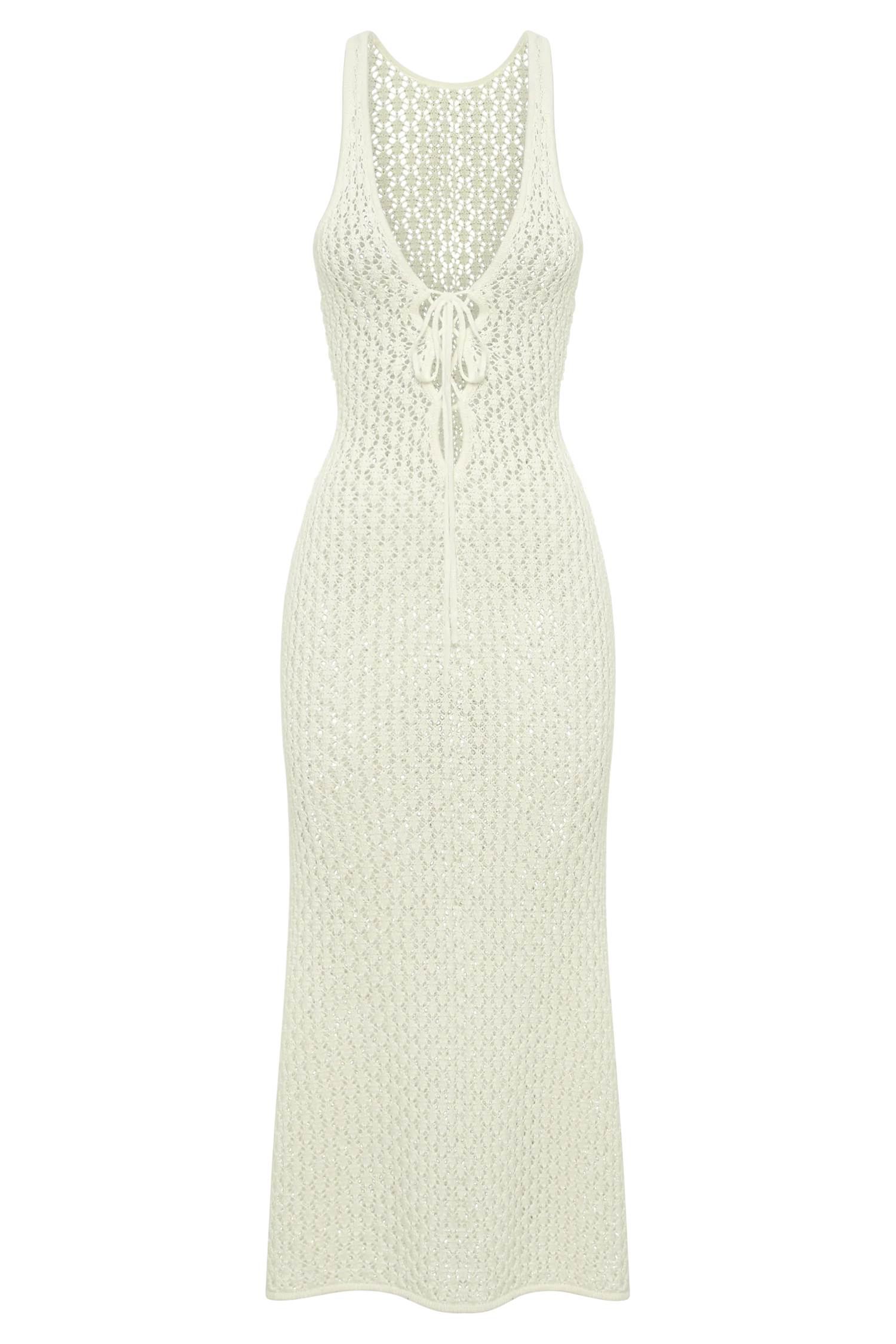 Cordelia Crochet Fishtail Midi Dress - Ivory