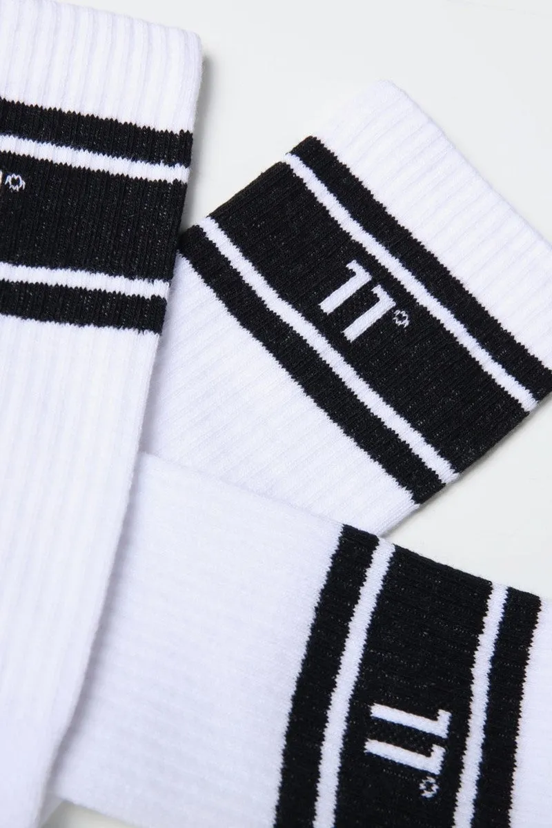 Core Stripe Socks 3 Pack - White