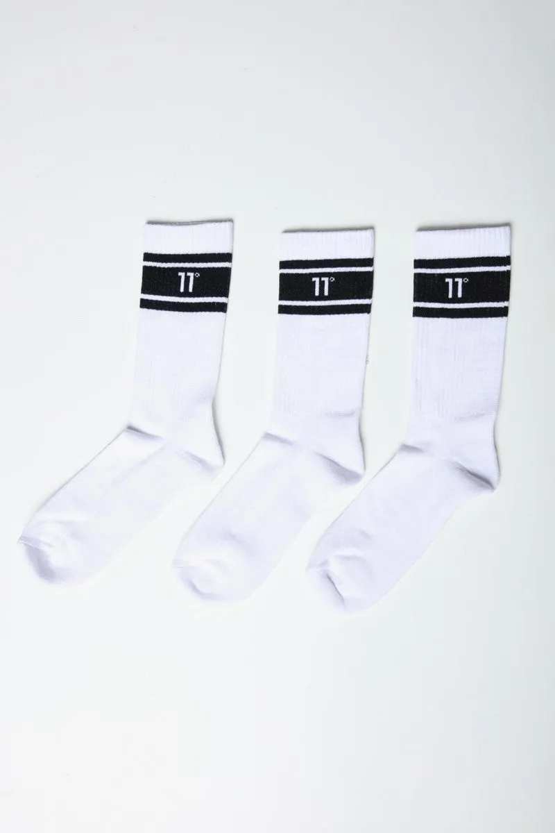 Core Stripe Socks 3 Pack - White