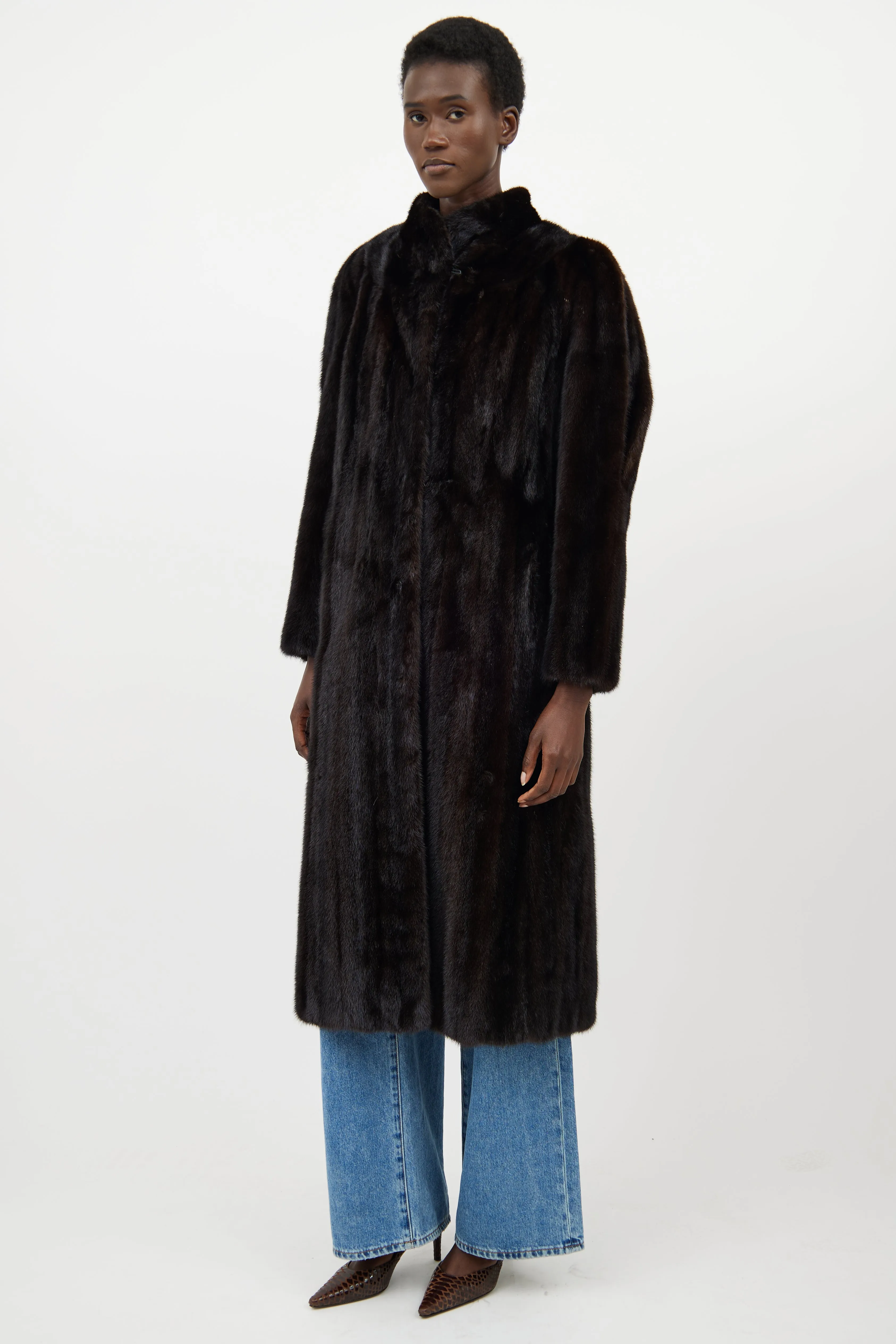 Dark Brown Fur Panelled Coat