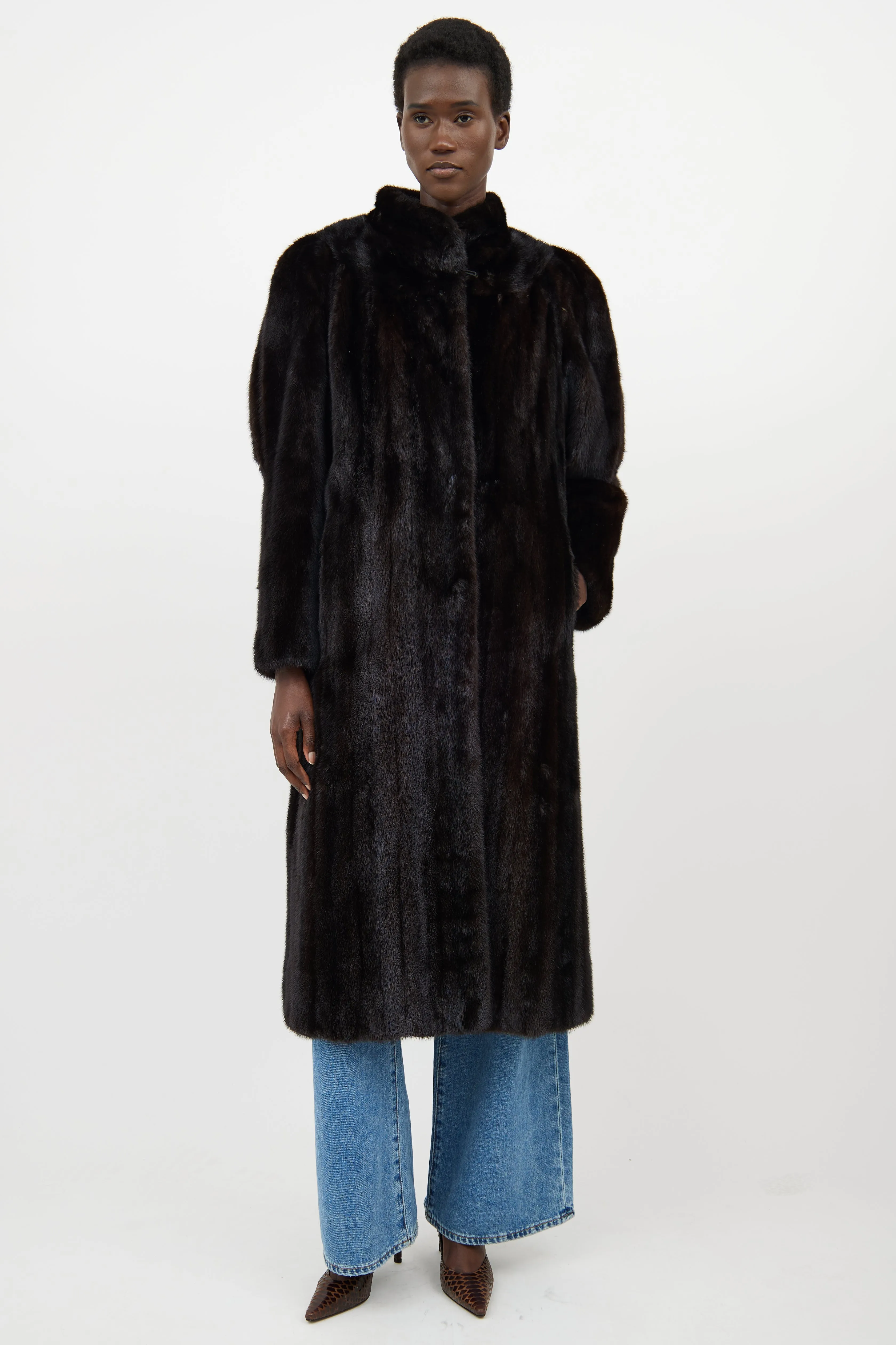 Dark Brown Fur Panelled Coat