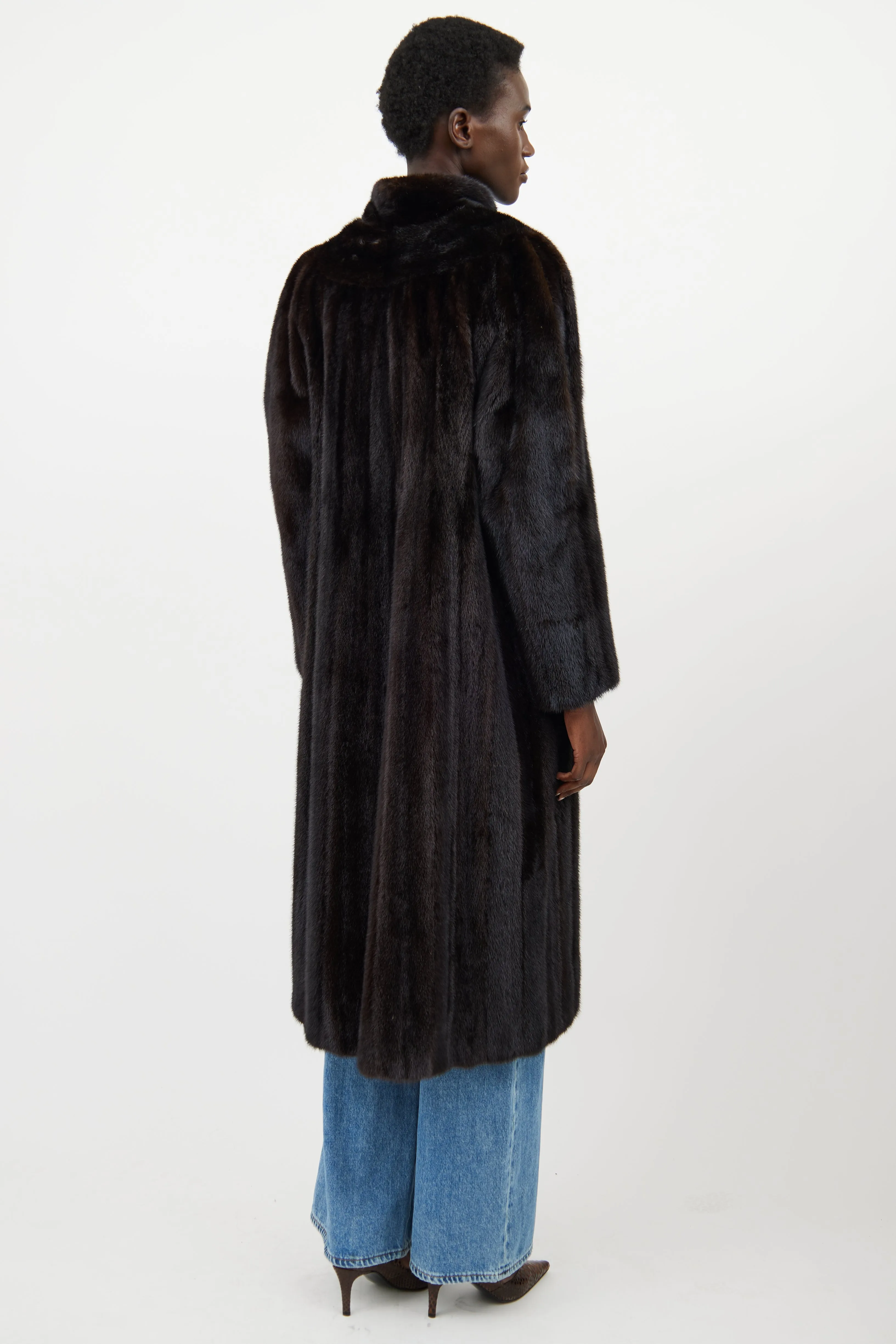 Dark Brown Fur Panelled Coat