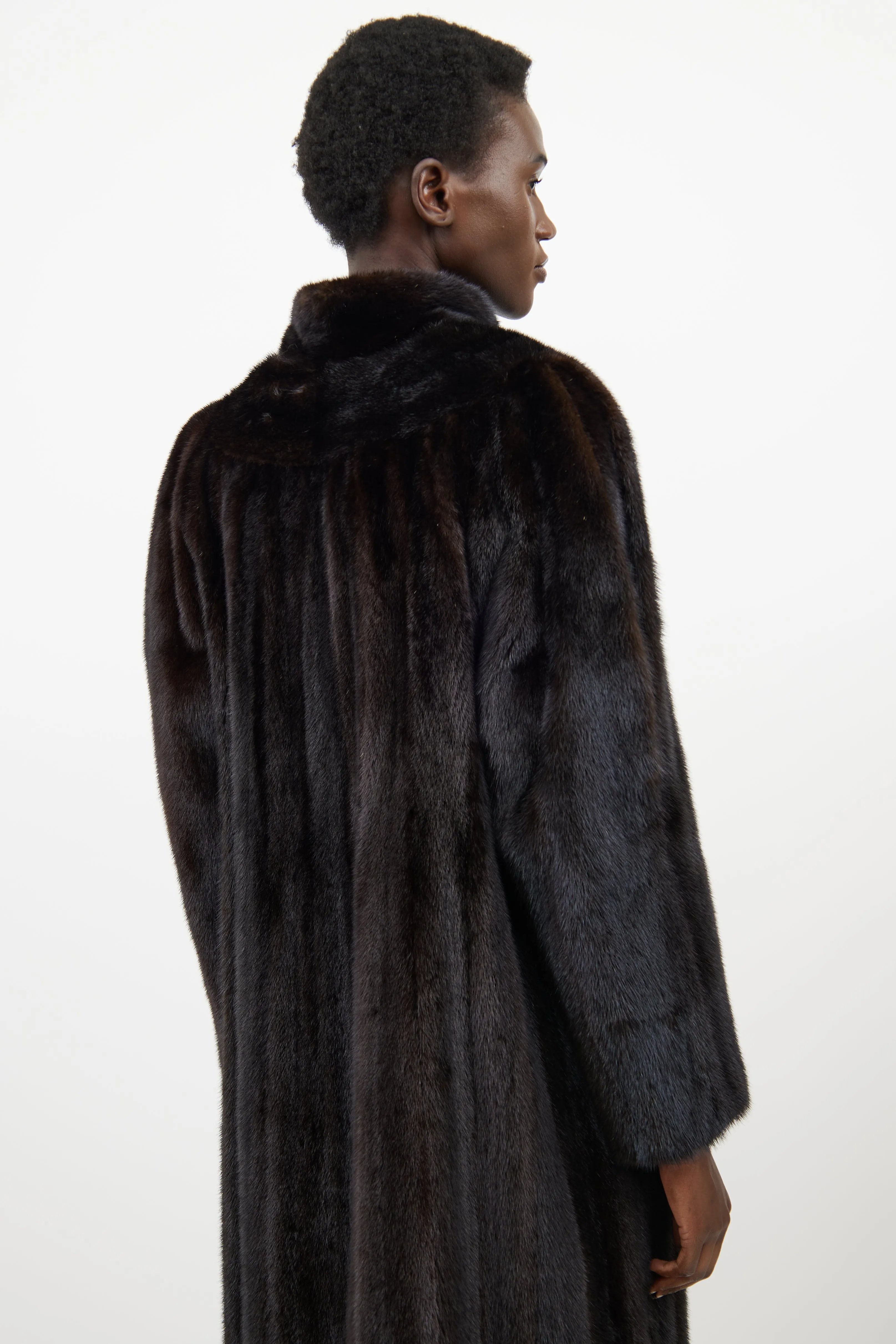 Dark Brown Fur Panelled Coat