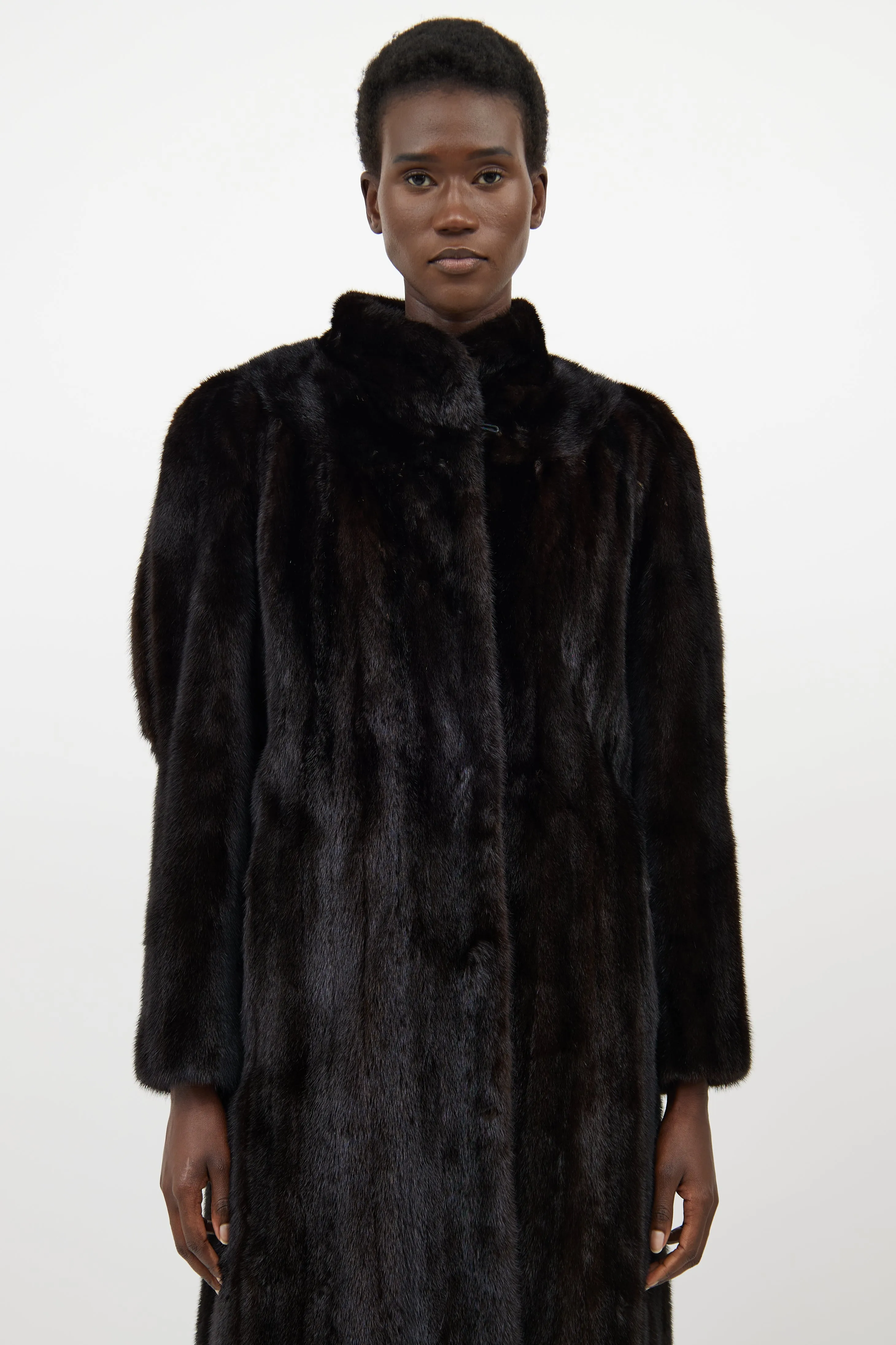 Dark Brown Fur Panelled Coat