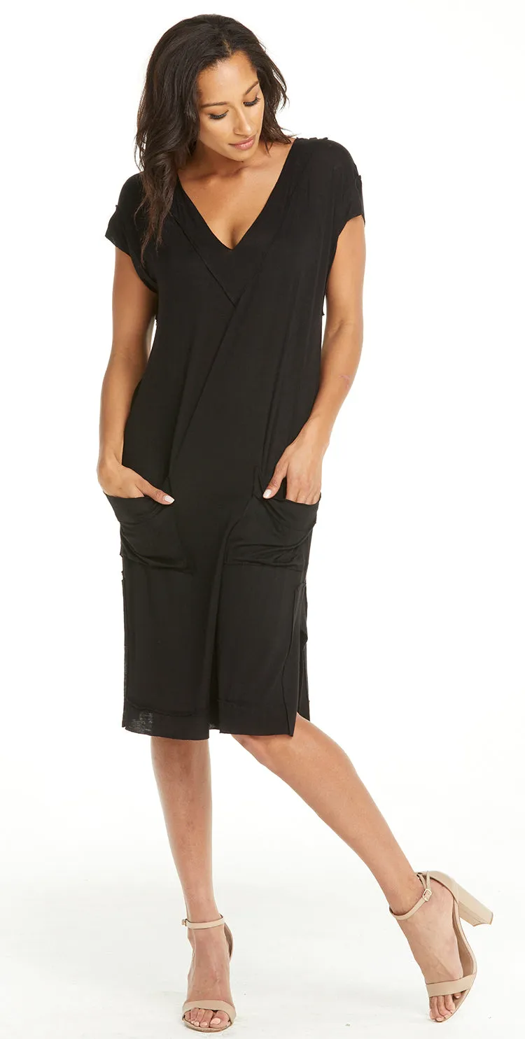 Deep V Long Casual Shirt Dress