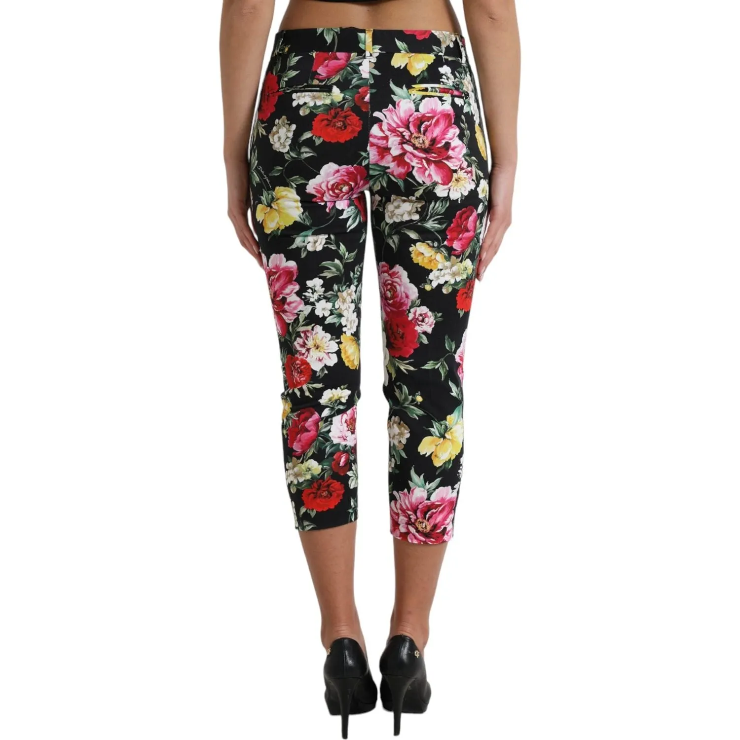 Dolce & Gabbana Elegant Floral Mid Waist Cropped Pants