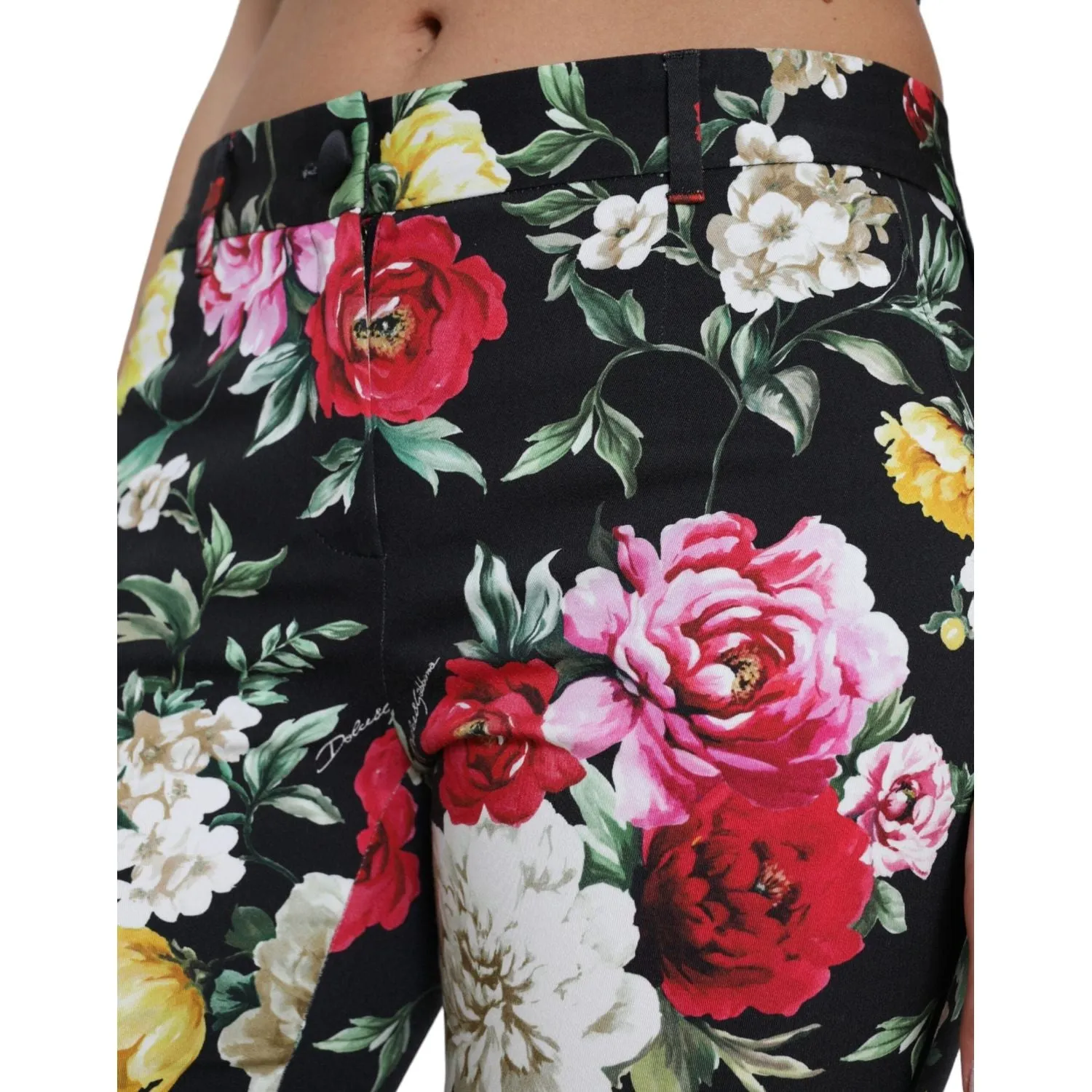 Dolce & Gabbana Elegant Floral Mid Waist Cropped Pants