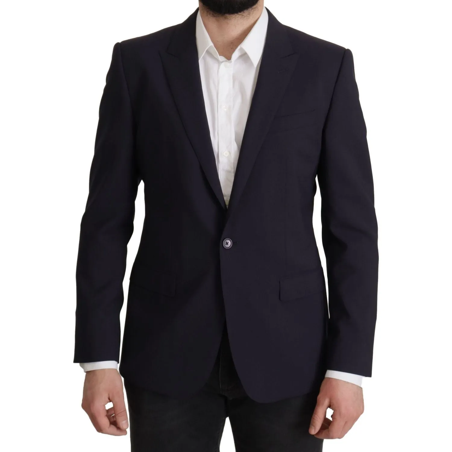 Dolce & Gabbana Elegant Navy Wool Blend Slim Blazer