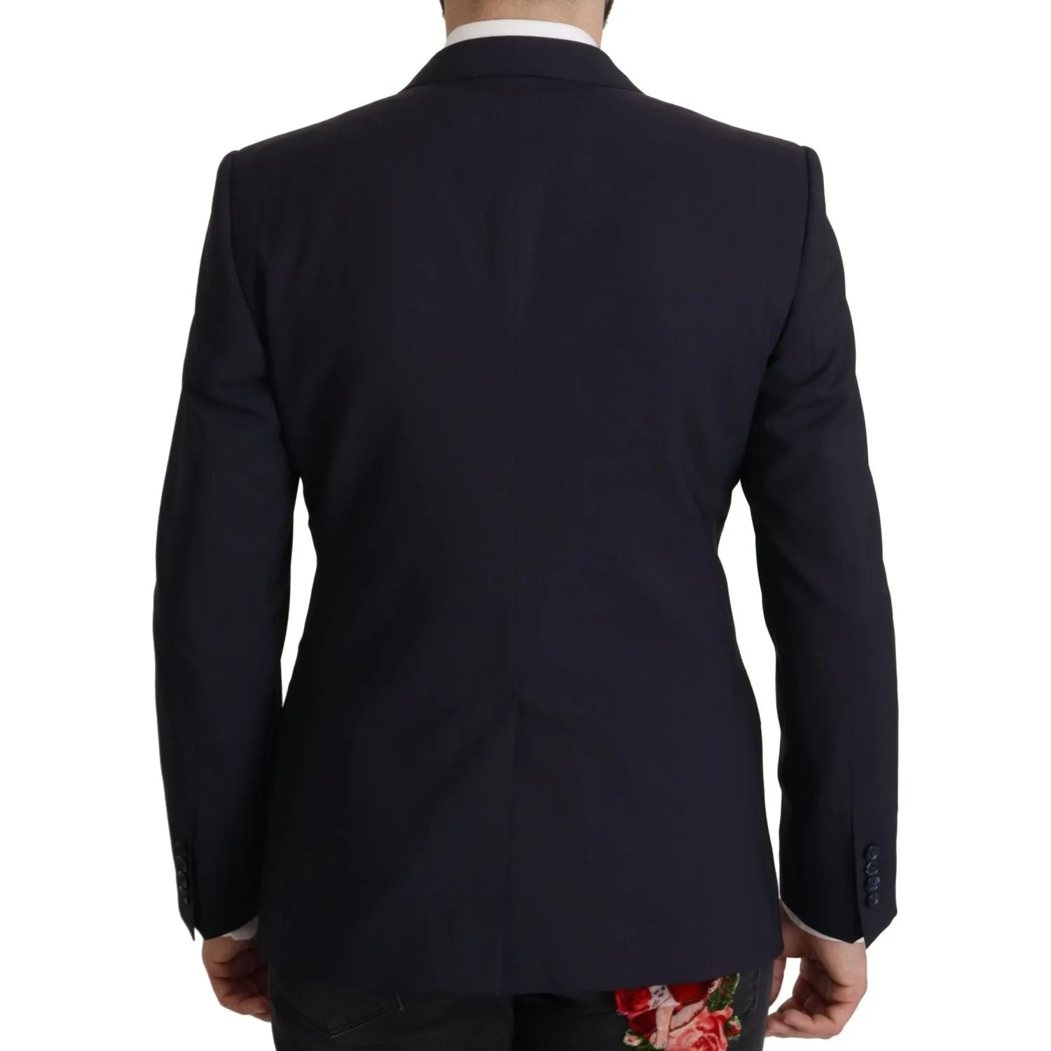 Dolce & Gabbana Elegant Navy Wool Blend Slim Blazer