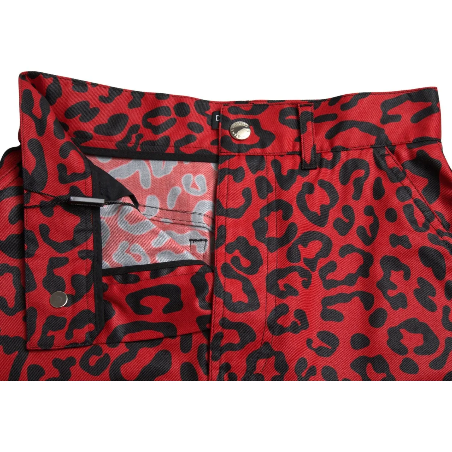 Dolce & Gabbana High Waist Red Leopard Mini Skirt