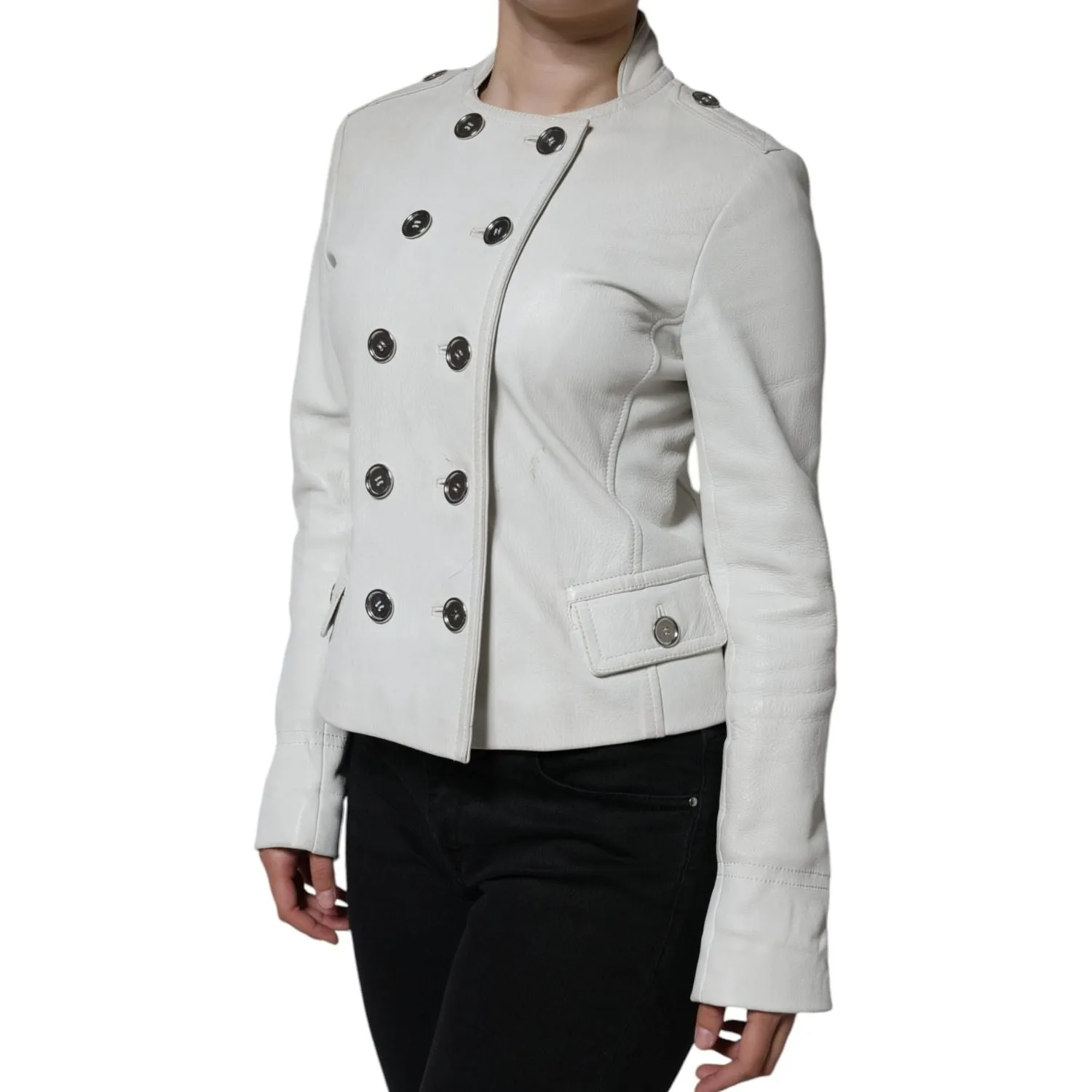 Dolce & Gabbana White Double Breasted Blazer Coat Jacket