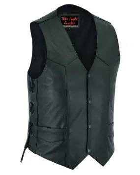 DS106 Men's Side Lace Economy Bike Night Leather Vest