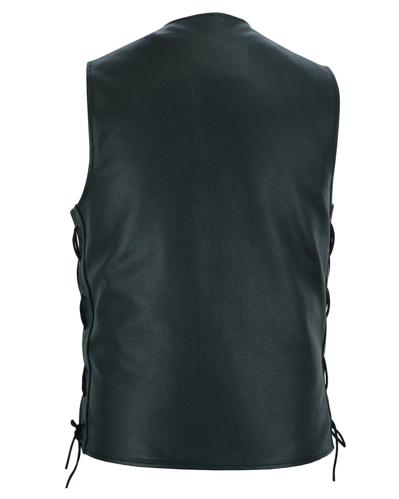 DS161TALL Men's Tall Classic Straight Bottom Biker Leather Vest