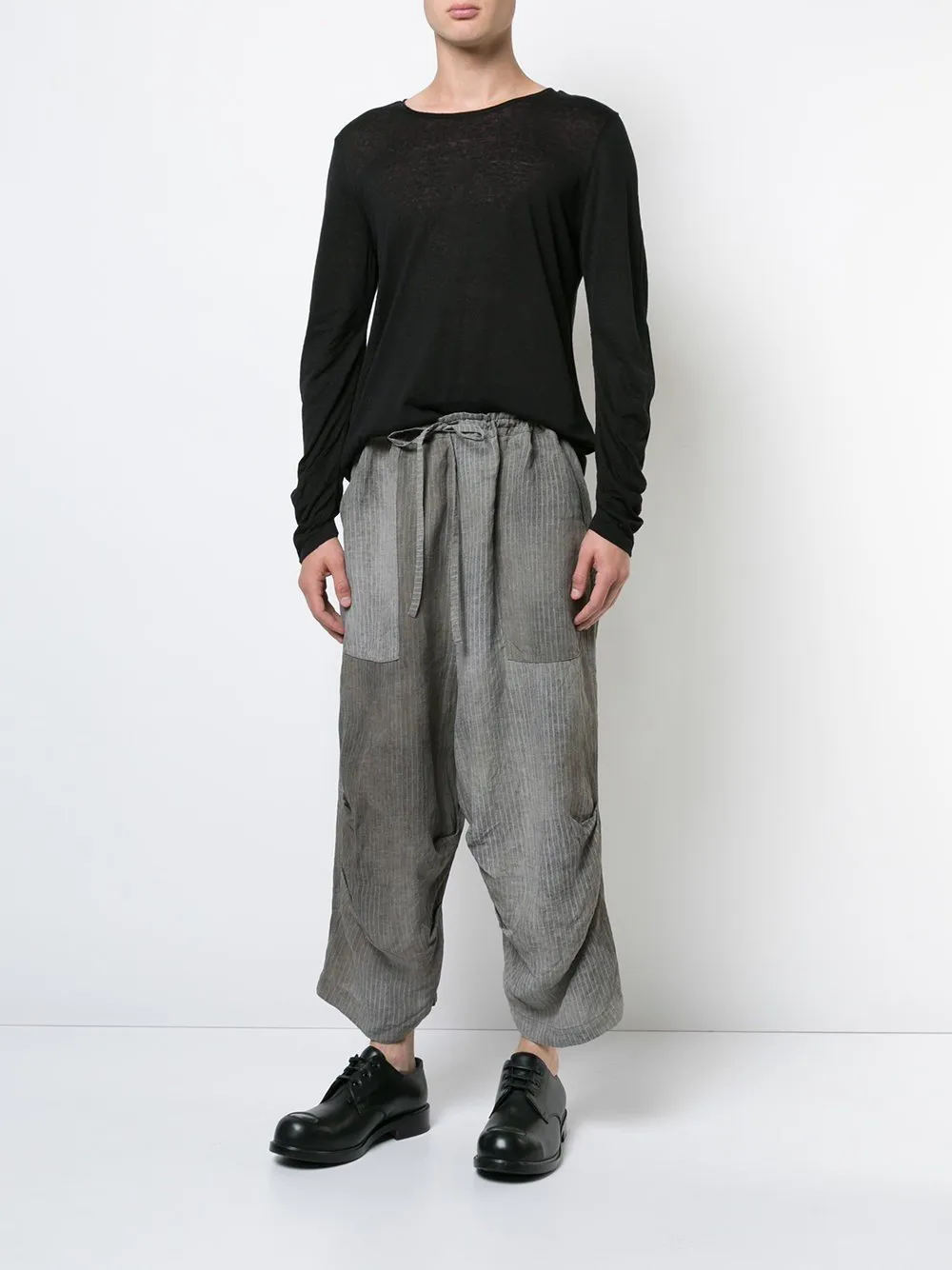 Dusty Stripe Linen Pullon Cargo Pants