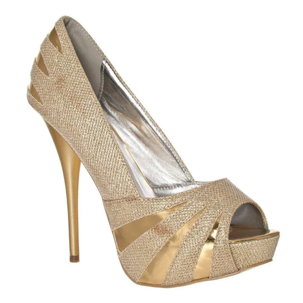 Edna Concealed Platform Peep Toe Stiletto High Heel Court Shoes