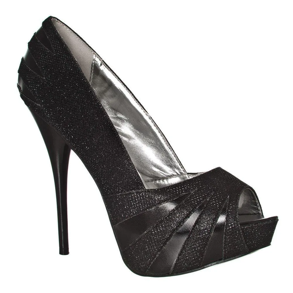 Edna Concealed Platform Peep Toe Stiletto High Heel Court Shoes