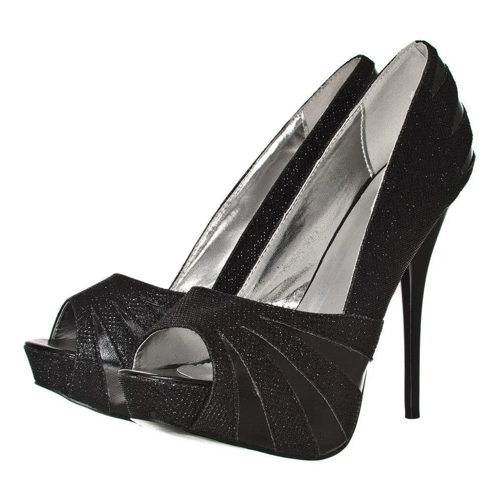 Edna Concealed Platform Peep Toe Stiletto High Heel Court Shoes