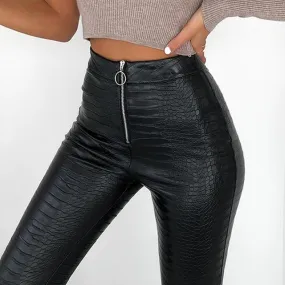 Elegant High Waist Faux Leather Pant