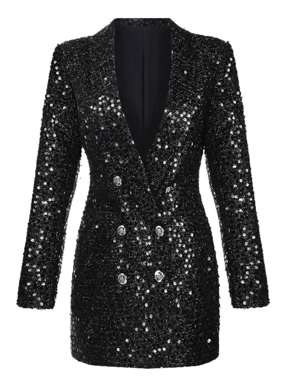 ELEMENTS Double-Breasted Sequins Blazer Dress