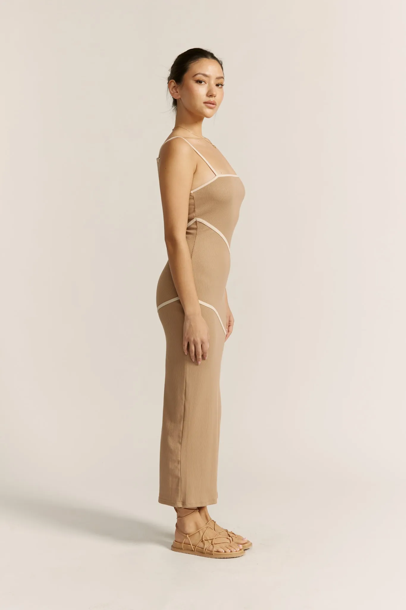 Elia Mocha Contrast Maxi Dress