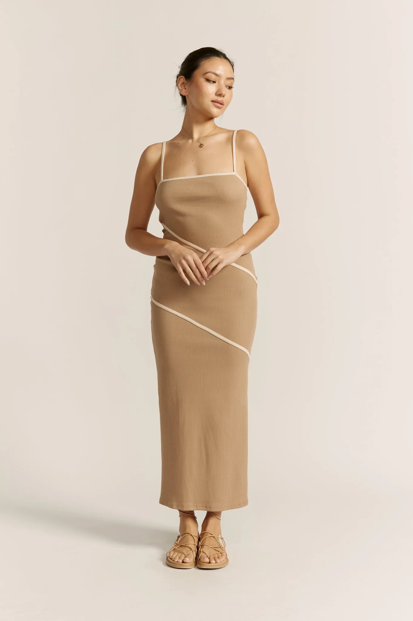 Elia Mocha Contrast Maxi Dress