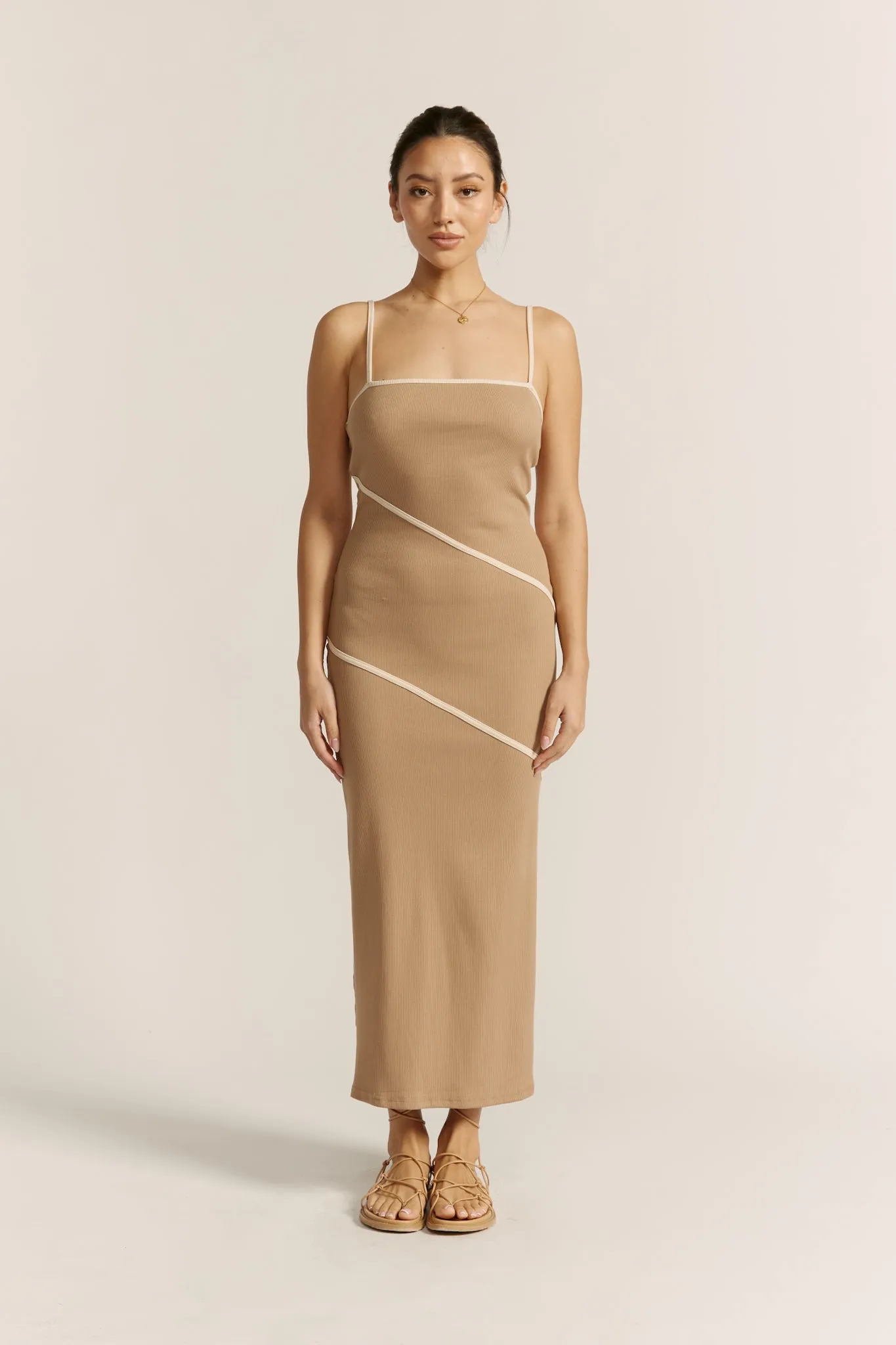 Elia Mocha Contrast Maxi Dress