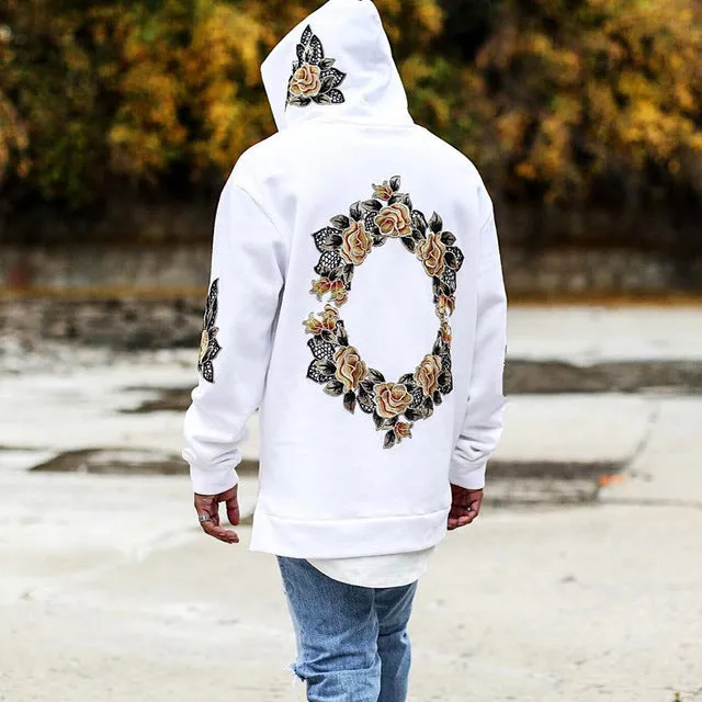 Embroidery Floral Hooded Pullover Hooded Sweatshirt