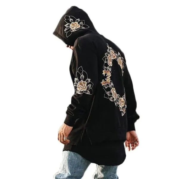 Embroidery Floral Hooded Pullover Hooded Sweatshirt