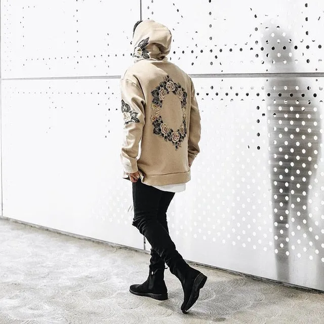 Embroidery Floral Hooded Pullover Hooded Sweatshirt