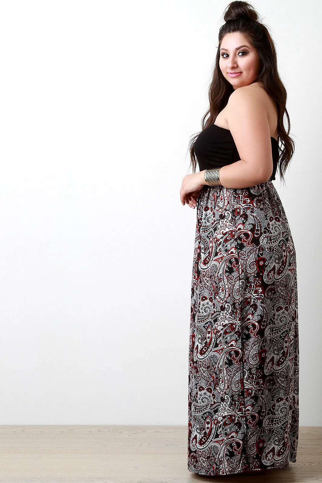 Empire Waist Paisley Boho Belted Maxi Dress