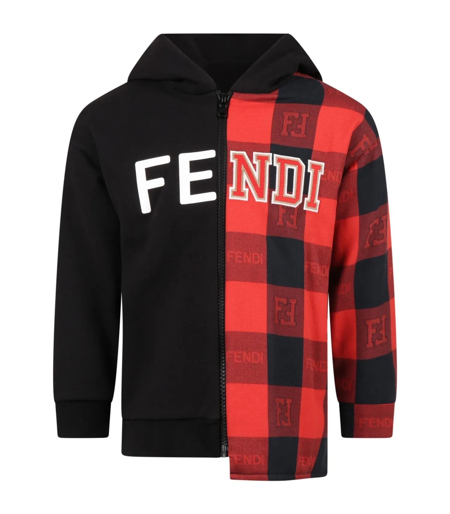 F Black and Red Half Logo Hoodie