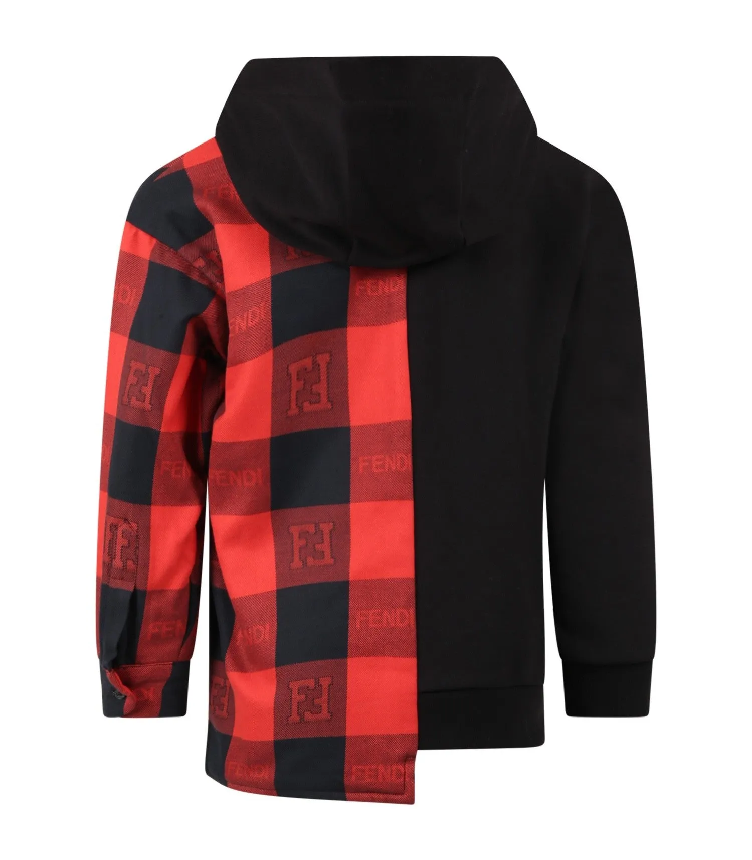 F Black and Red Half Logo Hoodie