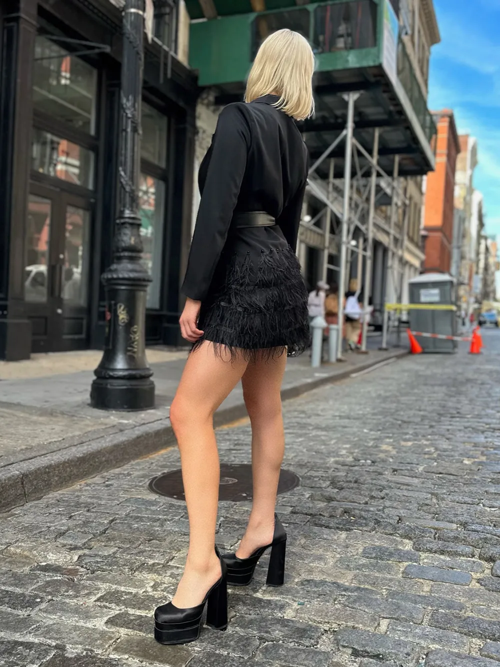 FIFTH AVE Feathers Dress in Black