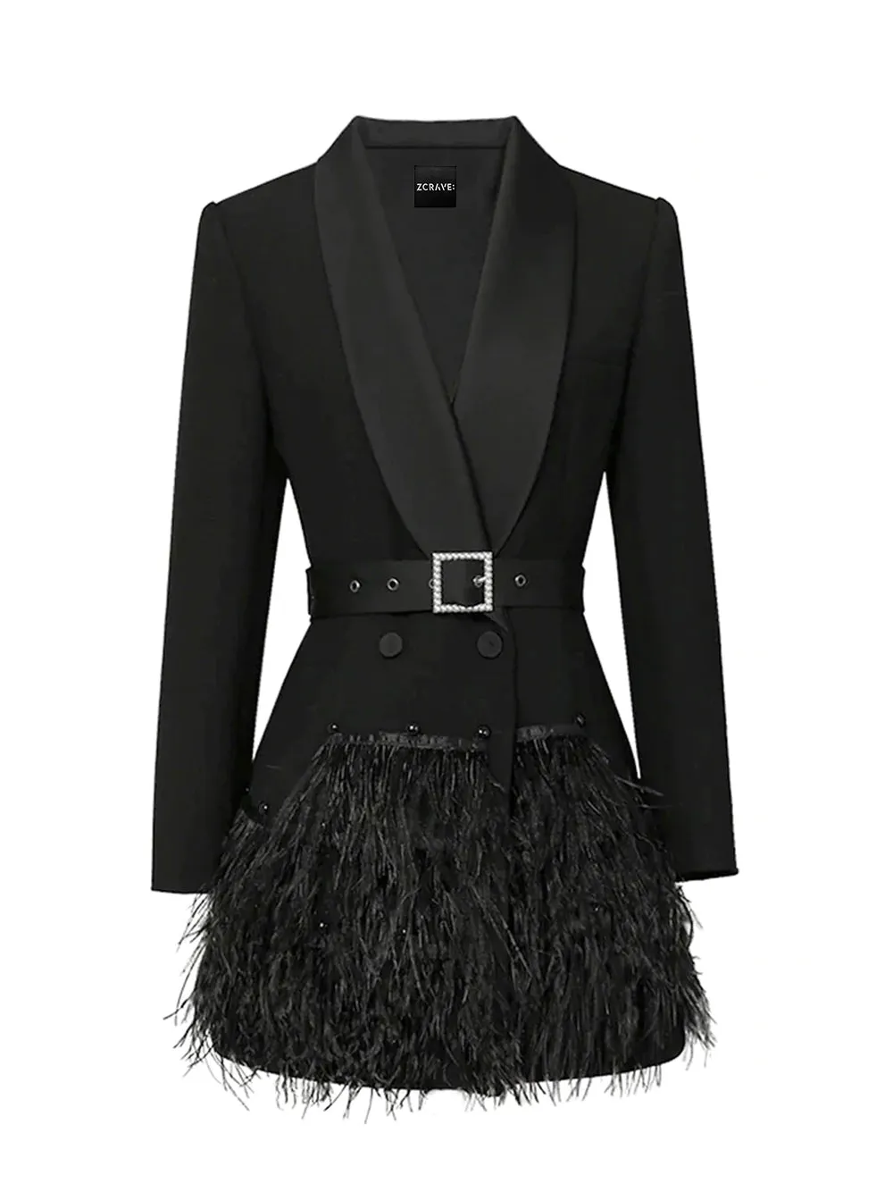 FIFTH AVE Feathers Dress in Black