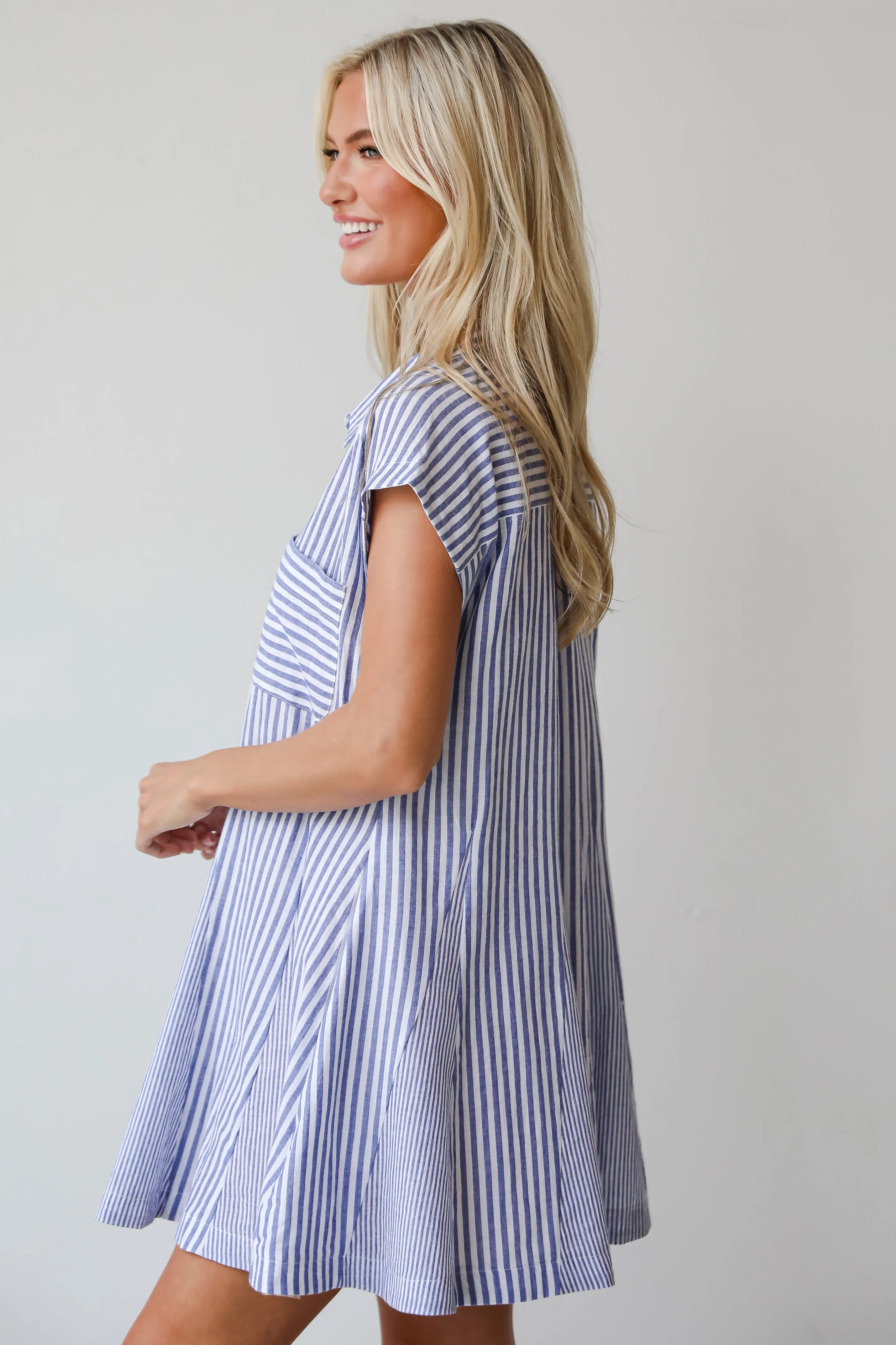 FINAL SALE - Summer Design Denim Striped Mini Dress