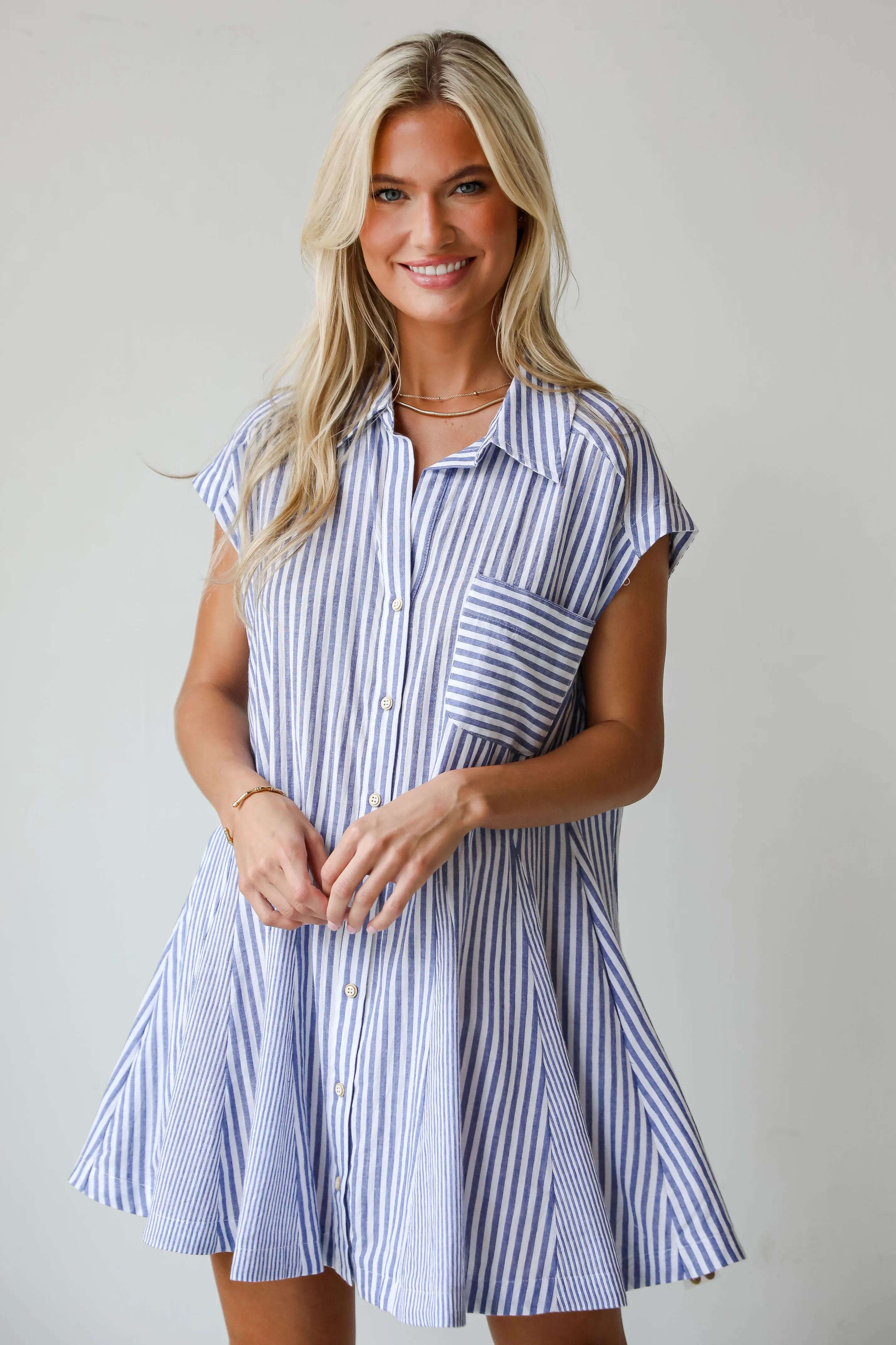 FINAL SALE - Summer Design Denim Striped Mini Dress