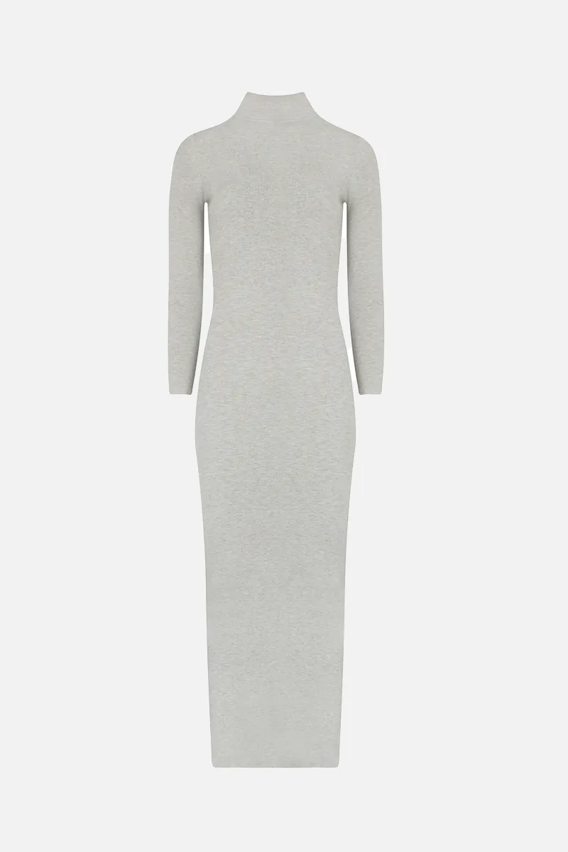 Fine Knit Maxi Dress - Grey Marl