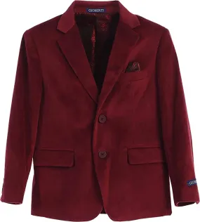 Formal Velvet Blazer Toddler's Kids Boys -Burgundy