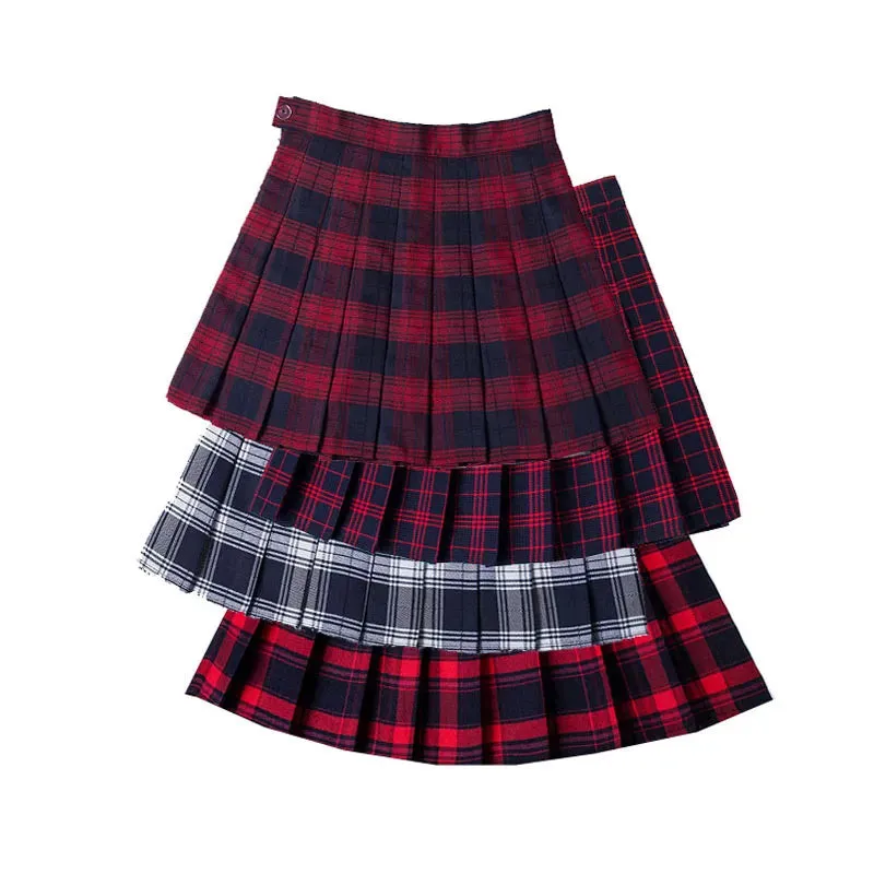 Funki Buys | Skirts | Women's Retro Plaid Pleated Mini Skirts