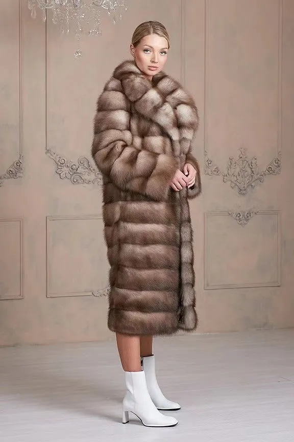 Fur coat with English collar in mink "Milana" (Kamenka)