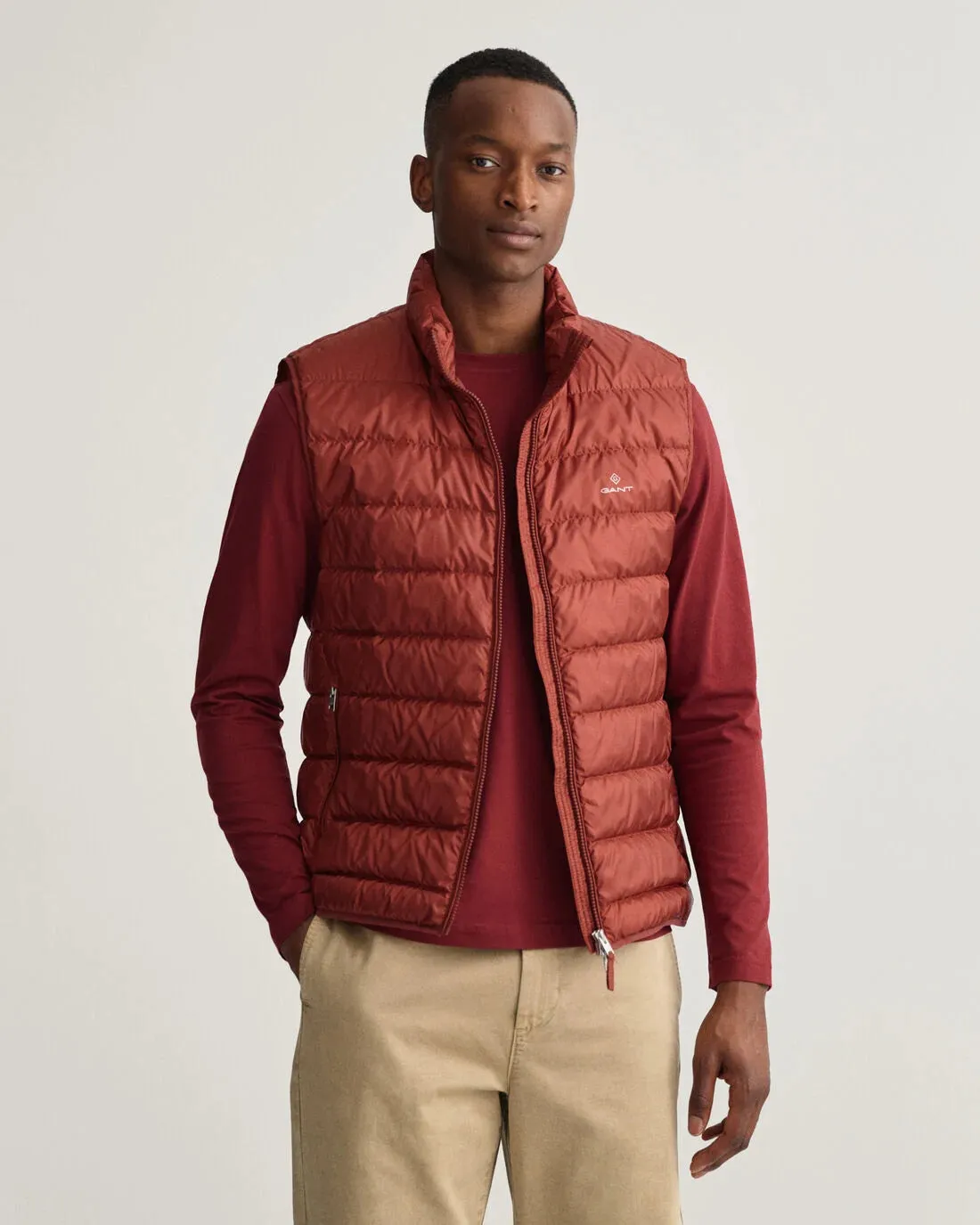 GANT - Light Down Gilet, BURGUNDY