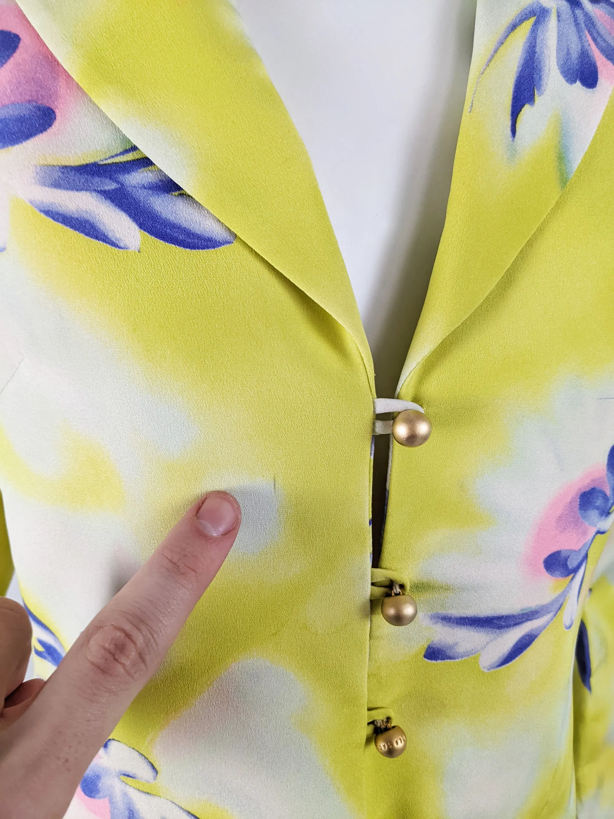 Gianni Versace Vintage Yellow Silk Shoulder Pads Blazer, 1990s