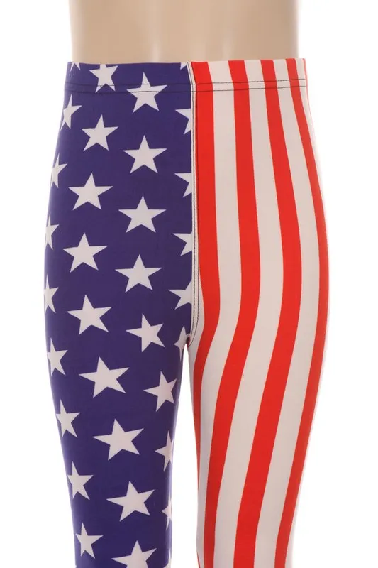 Girls  4th of July American Flag Leggings Pants /