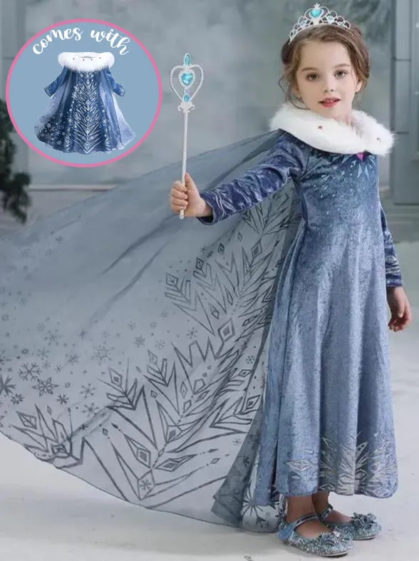 Girls Frozen Inspired Elsa Costume Dress Set