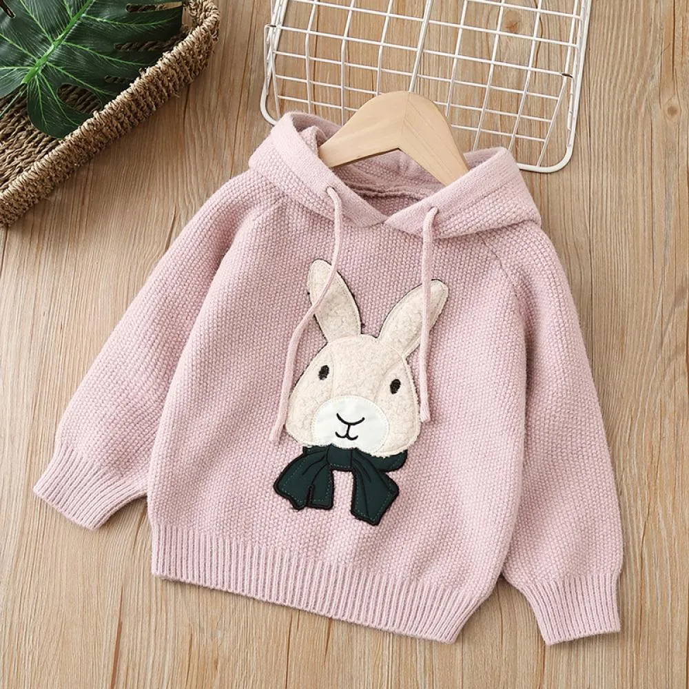 Girls Sweater Hoodie Autumn and Winter Little Girl Bunny Pullover Sweater Wholesale Girls Clothes